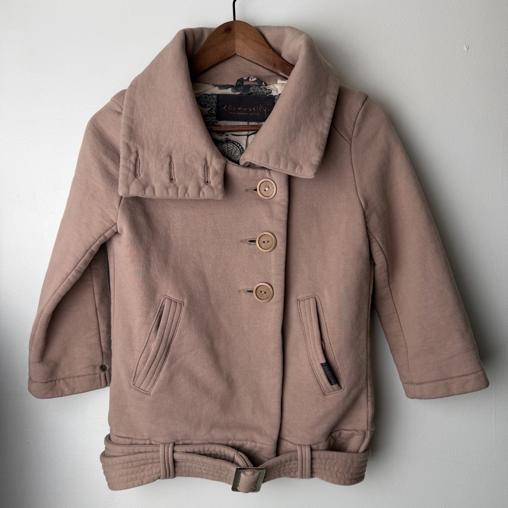 Aritzia Community Jacket Organic Cotton Belted Beige Y2K Preppy Boho Coat Sz S